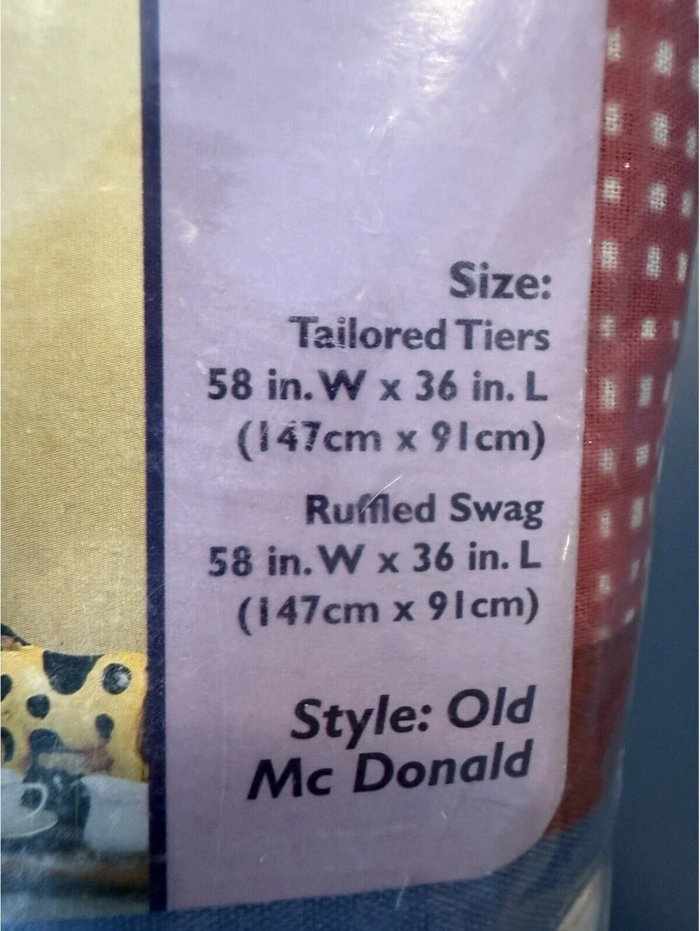 Vtg New Home Essentials Curtains Tier & Swag Set Old Macdonald Theme 3pc